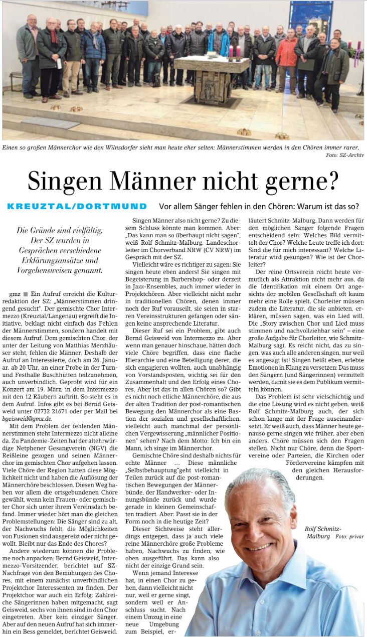Singen Männer nicht gerne?