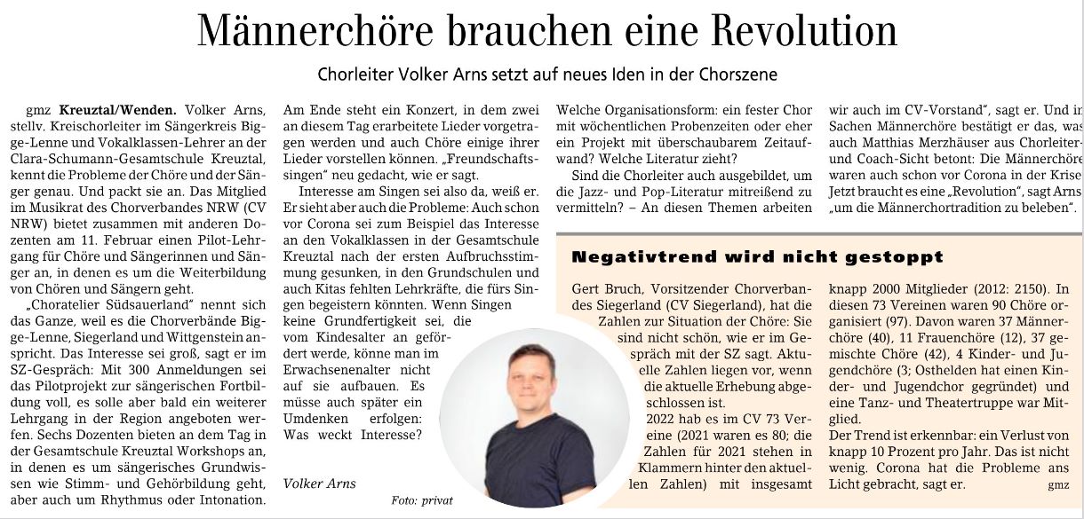 Männerchöre brauchen eine Revolution